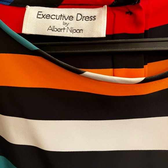 Vintage Albert Nipon skirt set size 10 colour black with multi colour stripes - Picture 7 of 11